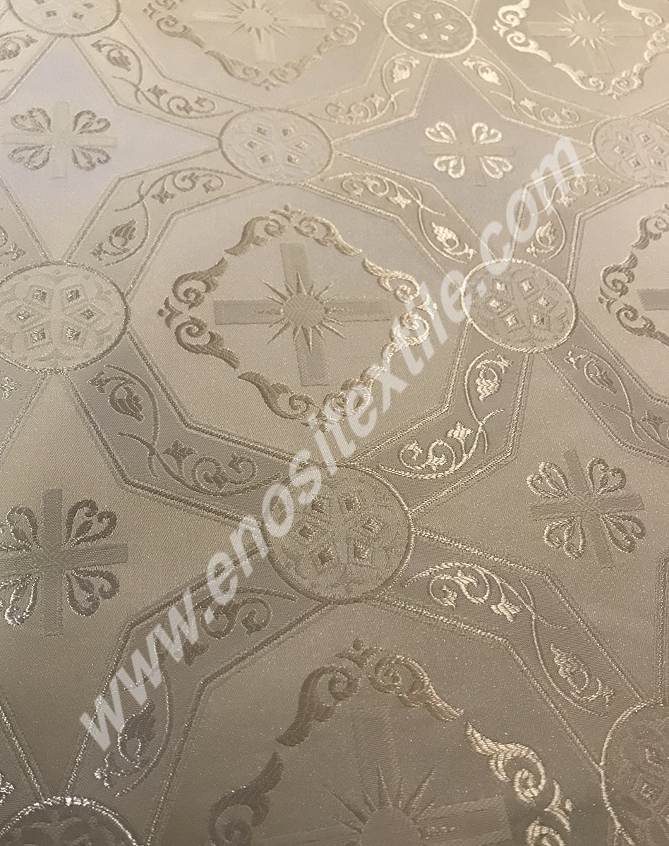 KL-047 White-Silver Brocade Fabrics